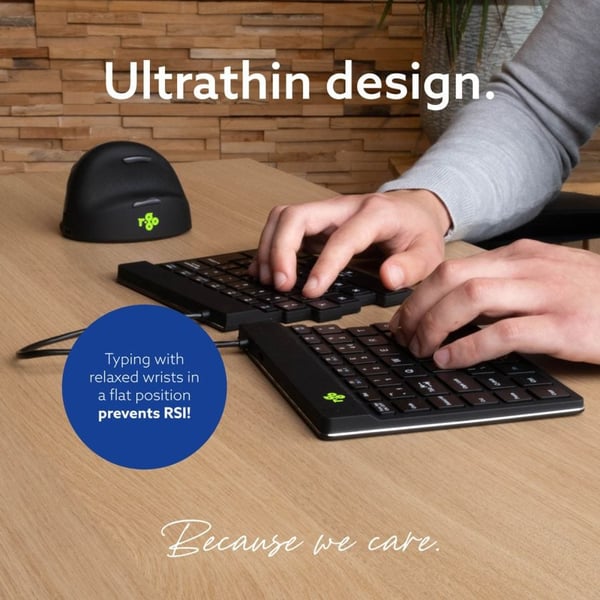 R-Go Split Break - to-delt ergonomisk tastatur, trådløst, sort
