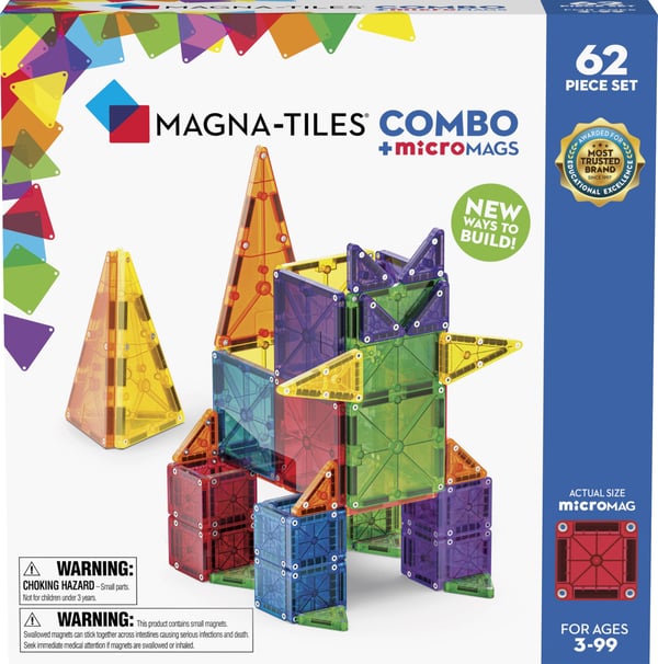 MAGNA-TILES & microMAGS Kombinationsmagnetkonstruktion set, 62 delar