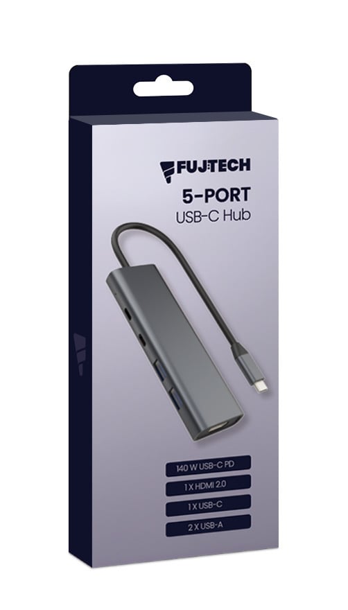 Fuj:tech 5-portars USB-C-hubb, 140 W PD