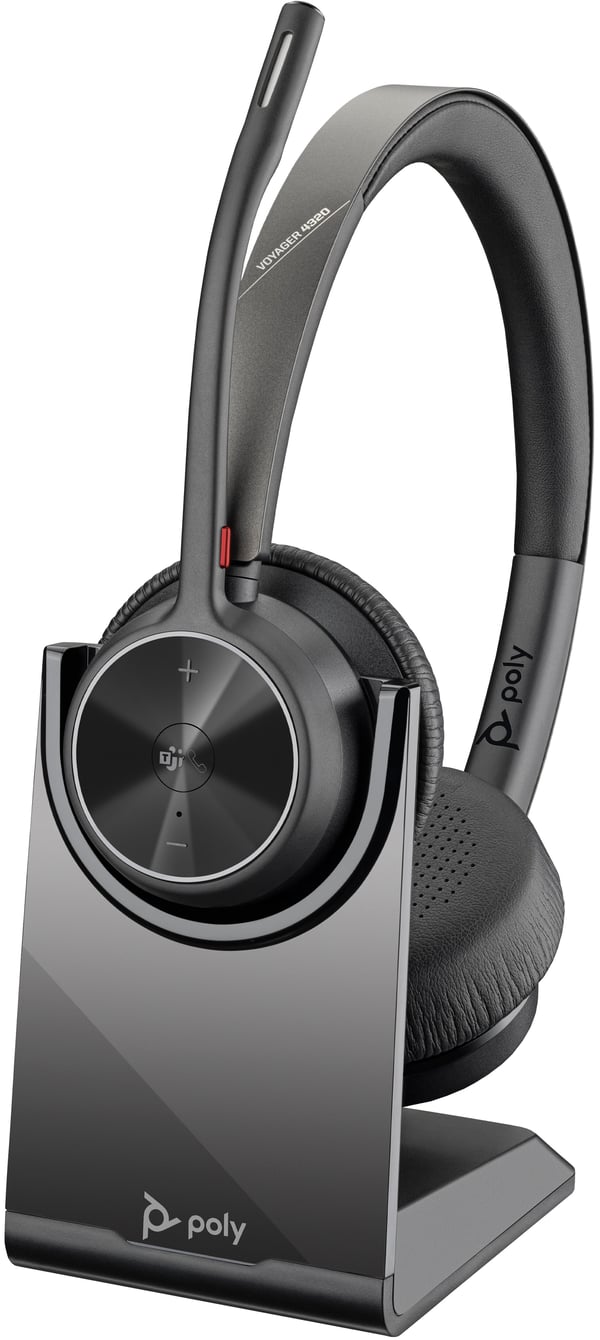 Poly Voyager 4320-M Bluetooth-headset med laddningsställ, Microsoft Teams-certifierad