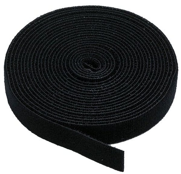 DELTACO Hook And Loop -krog og løkke bånd, 9 mm, sort, 5 m