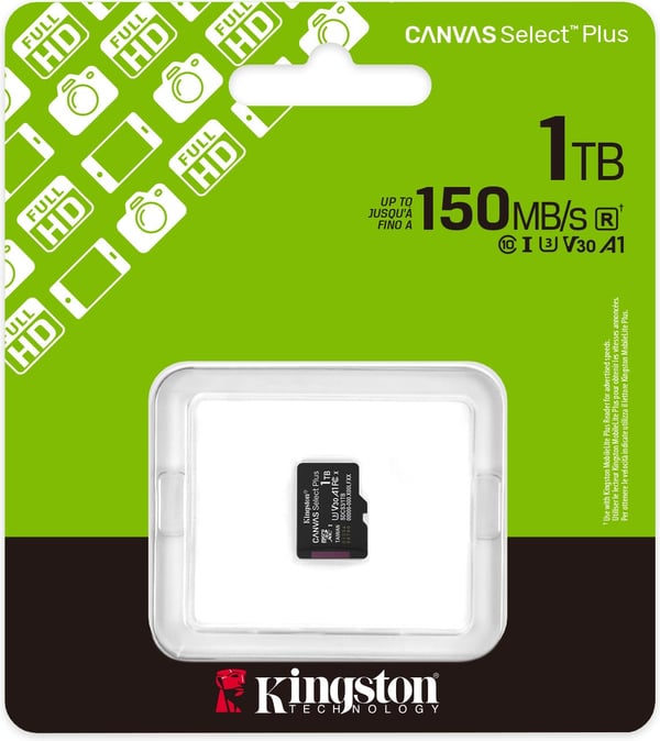 Kingston 1 Tt Canvas Select Plus Gen3 UHS-I microSD minneskort
