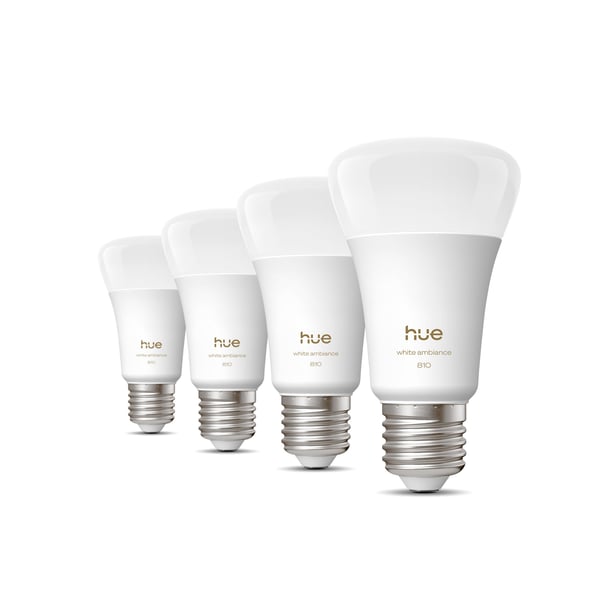 Philips Hue LED-smartlampa, White ambiance, E27, 810 lm, 4-pack