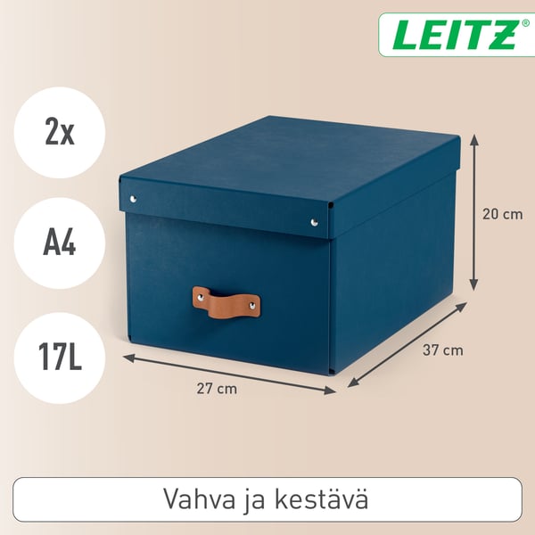 Leitz Puro förvaringslåda med lock, storlek M, 17 l, 2 st, mörkblå