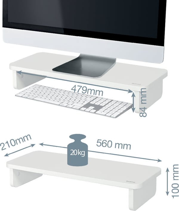 Leitz Ergo -monitorstand, hvid