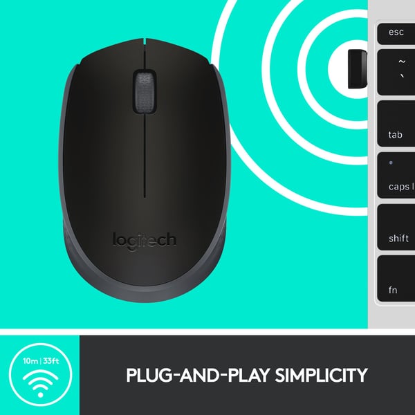 Logitech M170 -trådlös mus, grå
