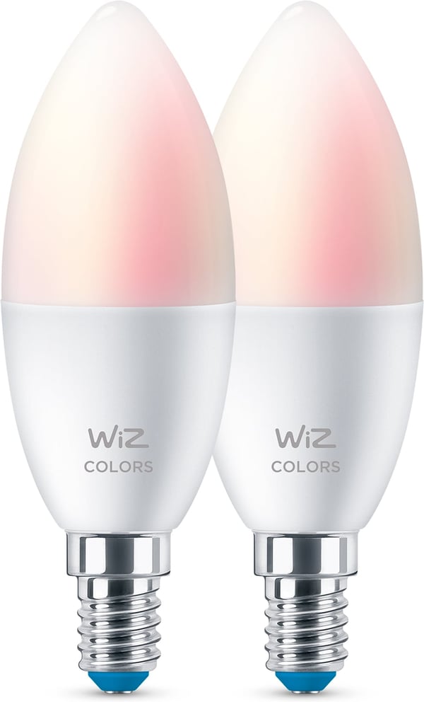 WiZ smartlampe, E14, RGBW - alle farver og nuancer af hvidt lys, Wi-Fi, 470 lm, 2-pak