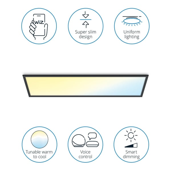 WiZ smart LED-panel, sort, 30 x 120 cm