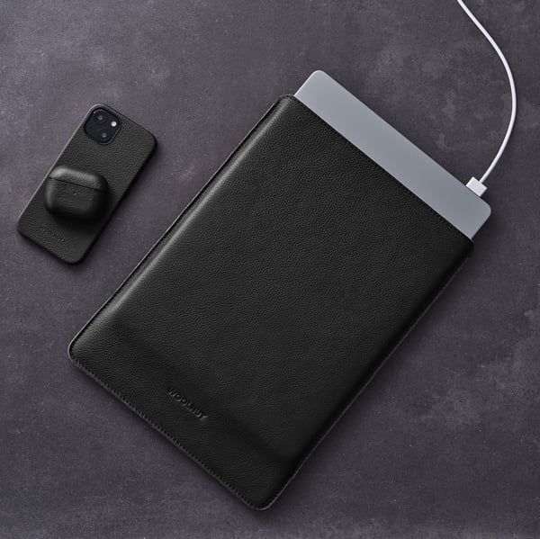 Woolnut Leather Sleeve - beskyttelsesetui til 14" MacBook Pro, sort