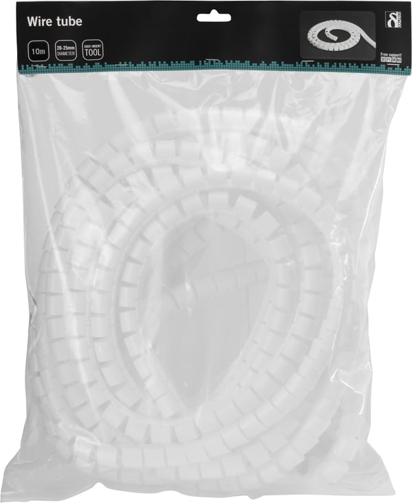 DELTACO - kabelomvikling, 25mm diameter, 10m, hvid