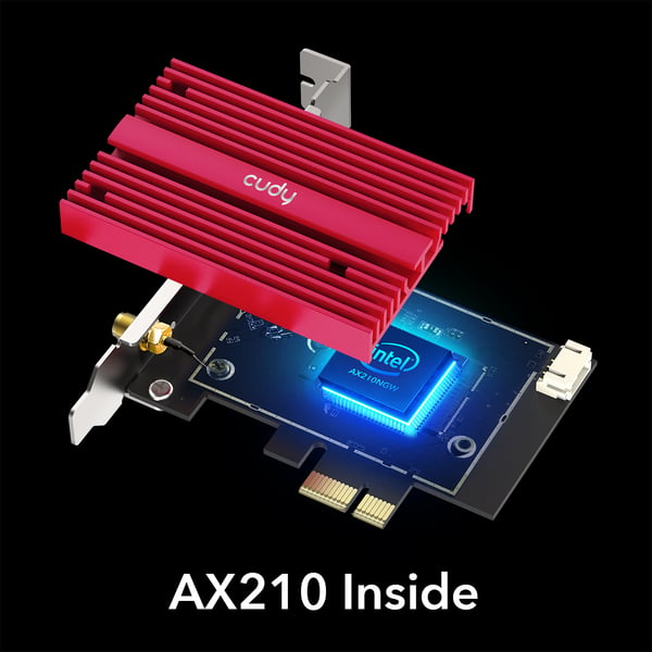 Cudy WE4000 AX5400 Tri-band PCI-E-WiFi 6E -adapter och Bluetooth 5.2 -adapter