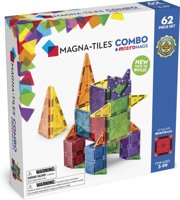 MAGNA-TILES & microMAGS Kombinationsmagnetkonstruktion set, 62 delar