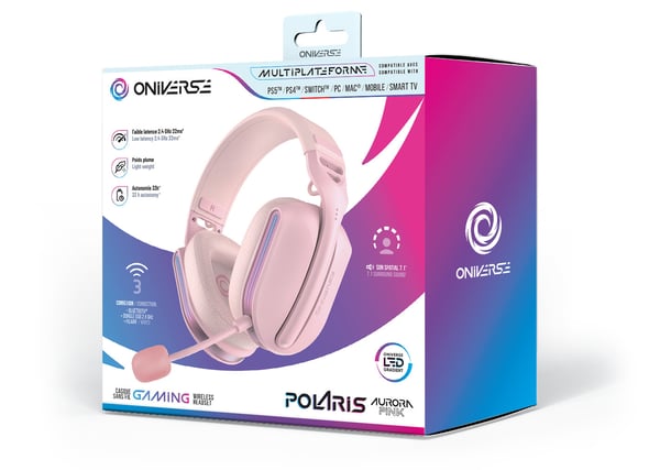 Oniverse Polaris trådlösa spelhörlurar, rosa