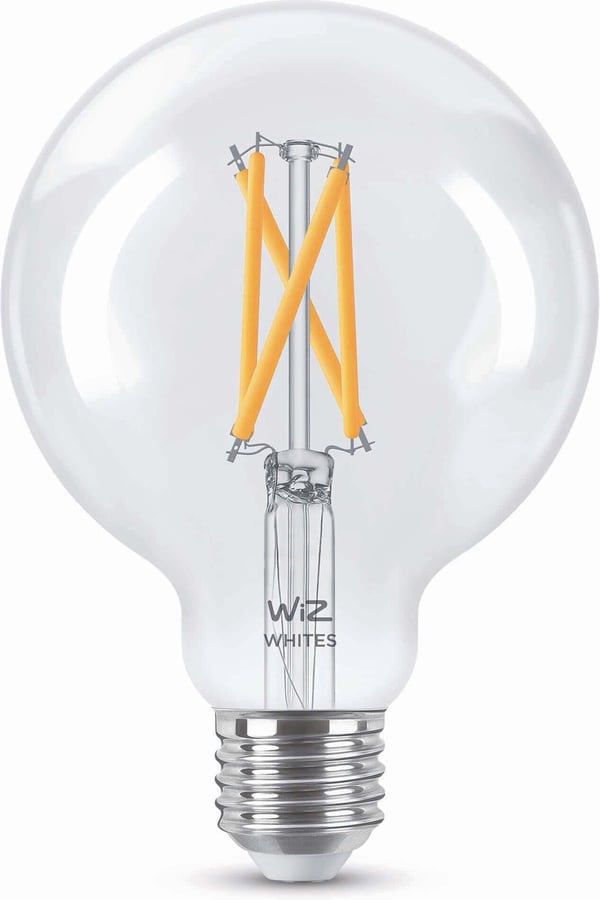 WiZ smartlampe globe, E27, klar glas, justerbar hvid