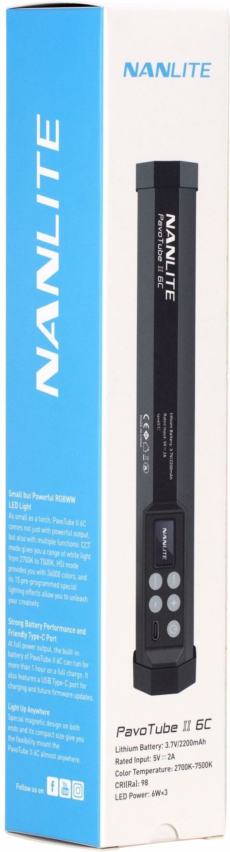 NanLite PavoTube II 6C RGBWW LED-rørlys, 1-kit