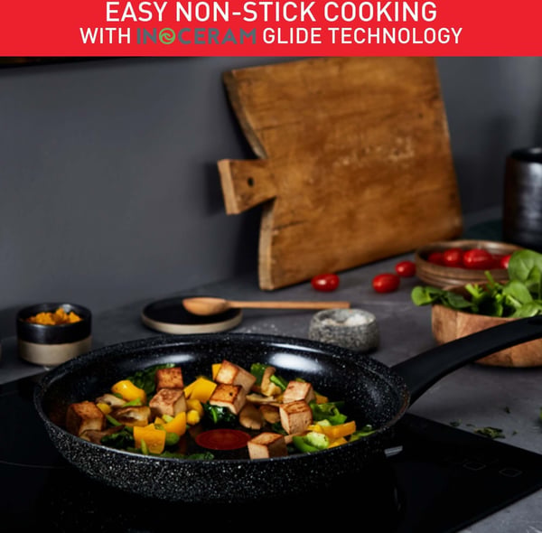Tefal Intens'Ceram stegepande med glaslåg 24 cm/3,2 L, sort