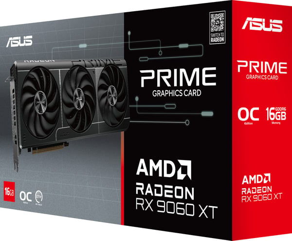 ASUS PRIME RX 9060 XT OC grafikkort, 16 GB