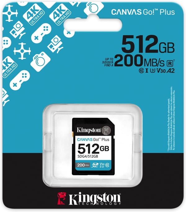 Kingston 512 GB SDXC Canvas Go! Plus Gen4 minneskort
