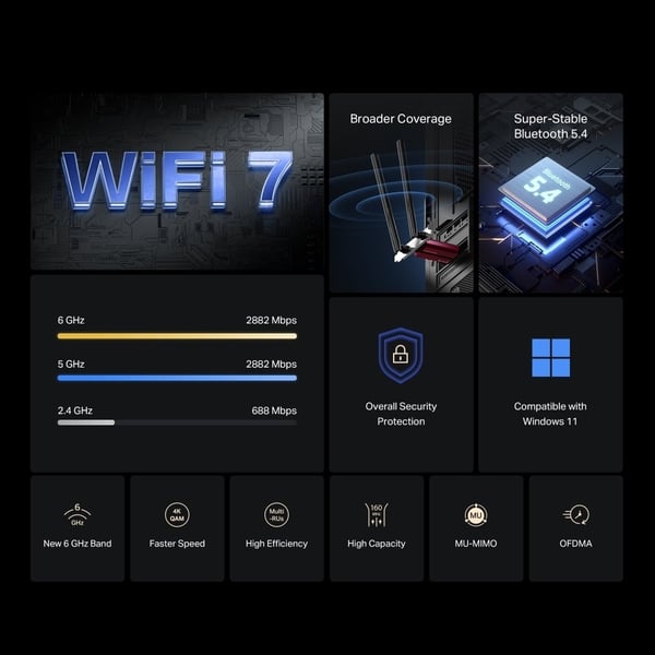 Mercusys MA37BE PCIe WiFi 7 och Bluetooth 5.4 adapter