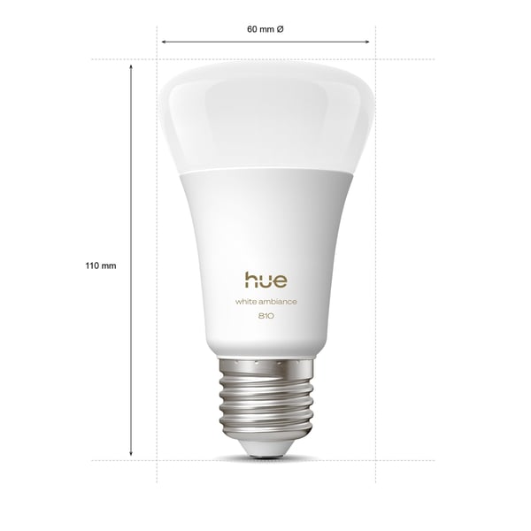 Philips Hue LED-smartlampa, White ambiance, E27, 810 lm, 4-pack