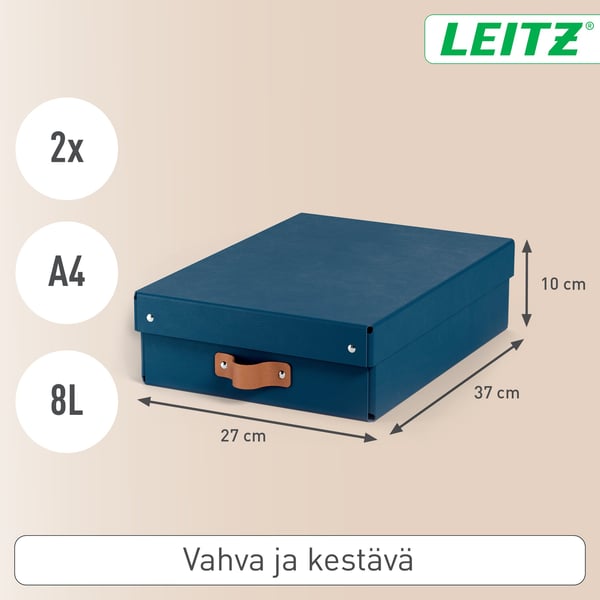 Leitz Puro förvaringslåda med lock, M-storlek, låg, 8 l, 2 st, mörkblå