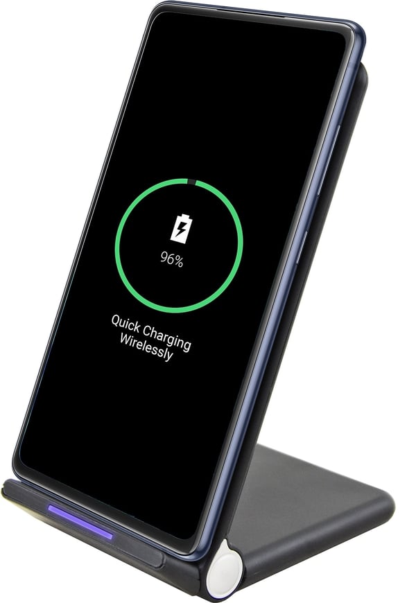 Wave Qibordholder med trådløs opladning på 15W, sort.
