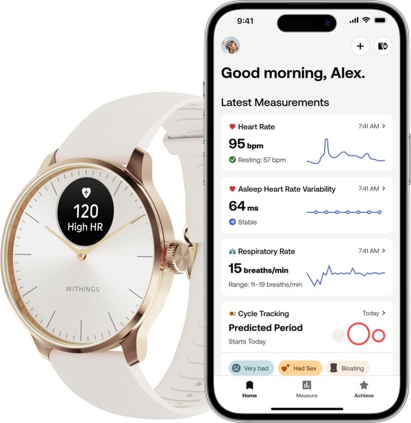 Withings Scanwatch Light smartwatch, 37 mm, hvid / rosaguld