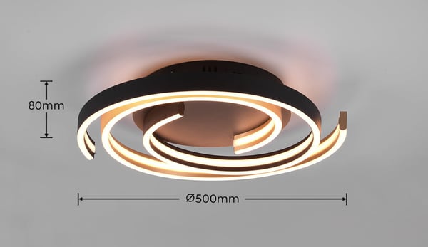 Trio Caya LED loftlampe, 6800 lm, 2300/3000/4000 K, LED 58 W, 50 cm, aluminium