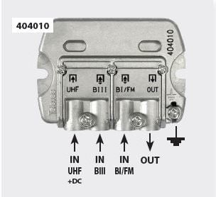 Televes T404010 mastefilter VHF I-III/UHF (470 MHz - 790 MHz, DC)