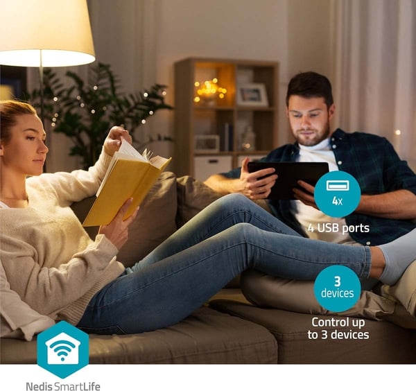 Nedis SmartLife WIFIP312FWT smart stikkontakt, 16 A, 3680 W