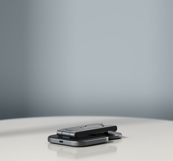 Satechi 3-i-1 foldbar Qi2 opladningsstativ, grå