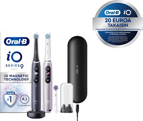 Oral-B iO Series 9 elektriska tandborstar, svart & rosé