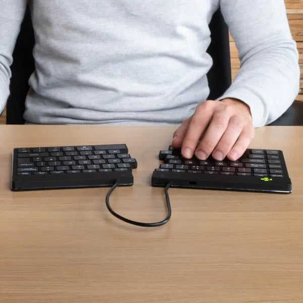 R-Go Split Break - to-delt ergonomisk tastatur, trådløst, sort