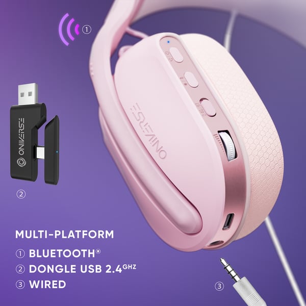 Oniverse Polaris trådlösa spelhörlurar, rosa