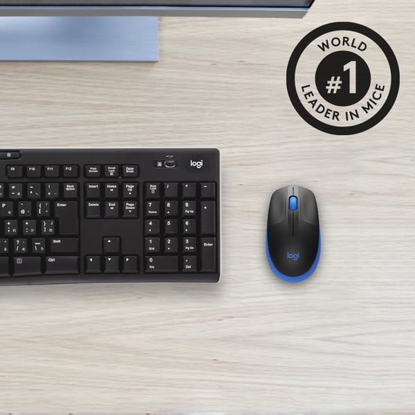 Logitech M190 -trådlös mus, svart/blå