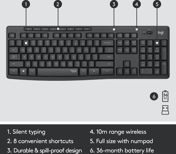 Logitech MK295 tangentbord och mus, svart