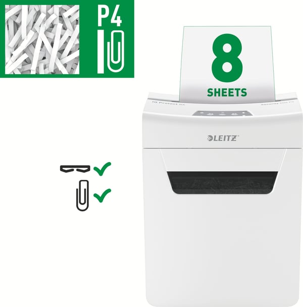Leitz IQ Protect 8 -pappersstrimlare, P4