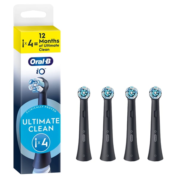 Oral-B iO Ultimate Clean Black -ersättningsborstar, svart, 4 st