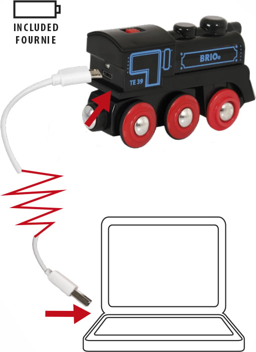 BRIO World 33599 - Genopladelig tog med USB-kabel