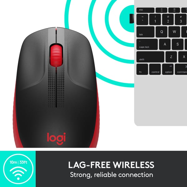 Logitech M190 -trådløs mus, sort/rød