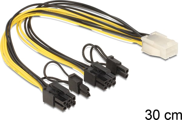 DeLock PCI-E 6-pin hun til 2 x 8-pin han adapterkabel, 30cm