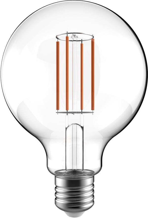 Airam LED G95 -læmpe, E27, 3000K, 470lm, klart glas