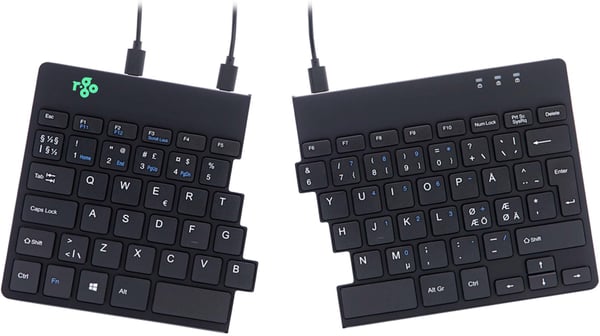 R-Go Split Break - tvådelad ergonomiskt tangentbord, svart