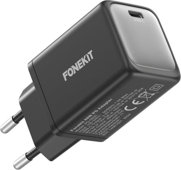 FoneKit GaN PD 45W nätadapter, USB-C, svart
