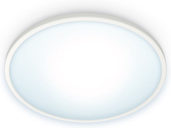 WiZ SuperSlim -loftlampe, rund, hvid, 14 W, justerbar hvid belysning, Wi-Fi