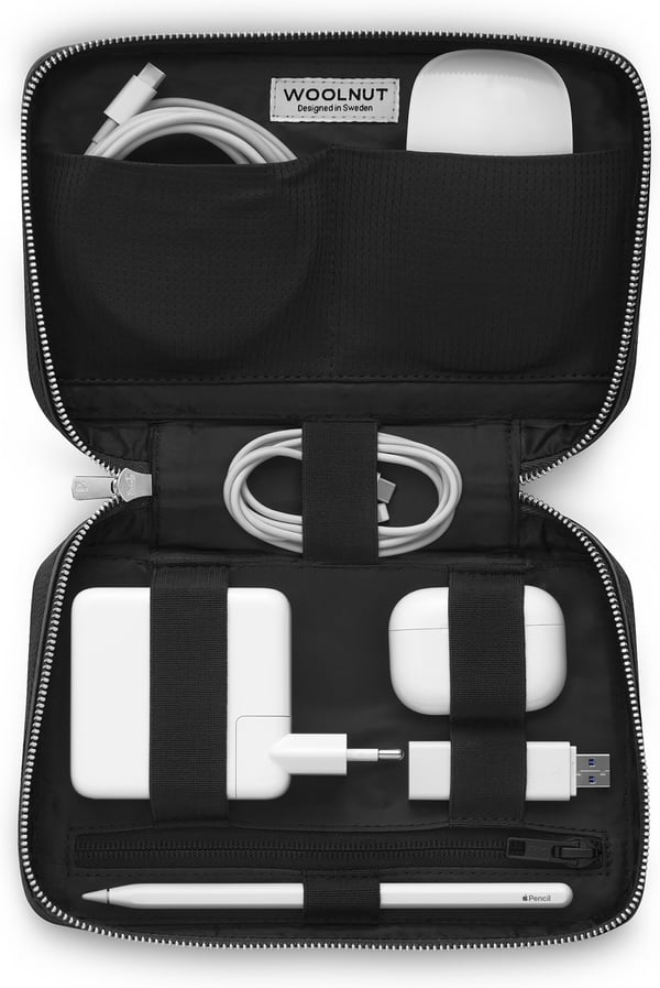 Woolnut Leather Tech Organizer - tilbehørstaske, sort