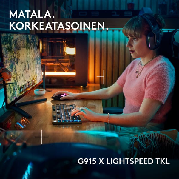 Logitech G915 X LIGHTSPEED TKL - lavprofil gaming tastatur, Taktil-kontakter, sort
