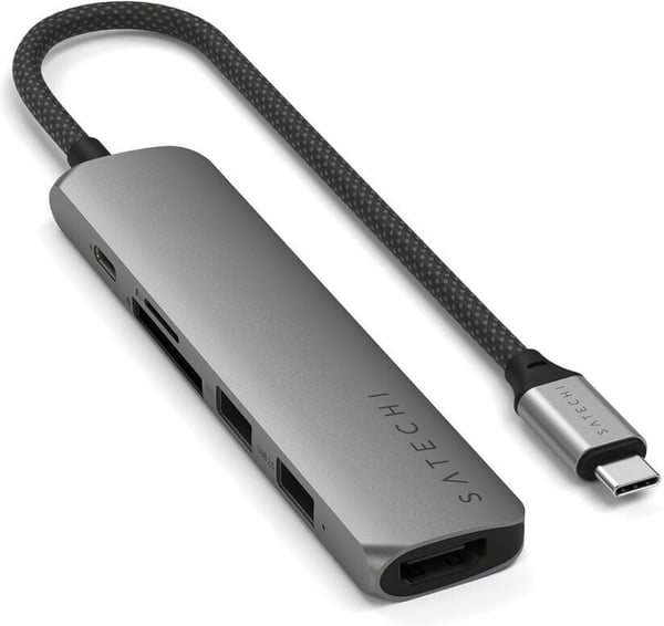 Satechi 6-i-1 USB-C Slim Multiport-adapter, stjerneskærgrå