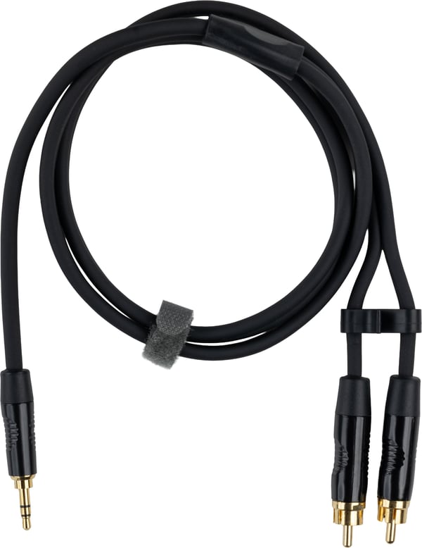 Fuj:tech 3,5 mm TRS hane – 2 x RCA hane adapterkabel, 1 m, svart