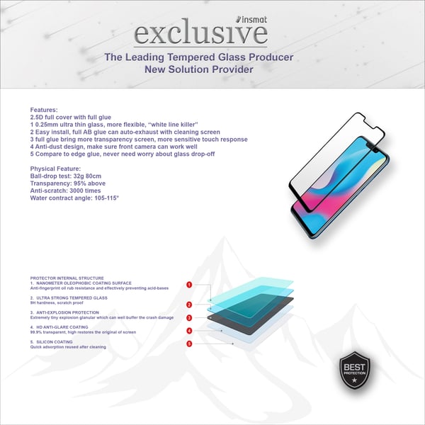 Insmat Full Screen -beskyttelsesglas, HMD Fusion 5G, sort